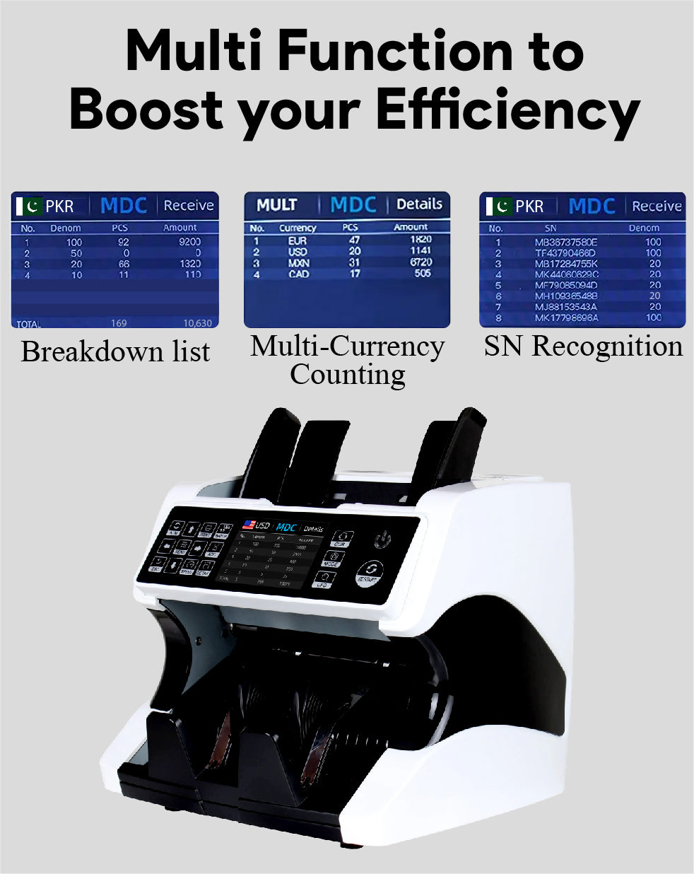 Multi-Currency Value Counting Machine EQ-920