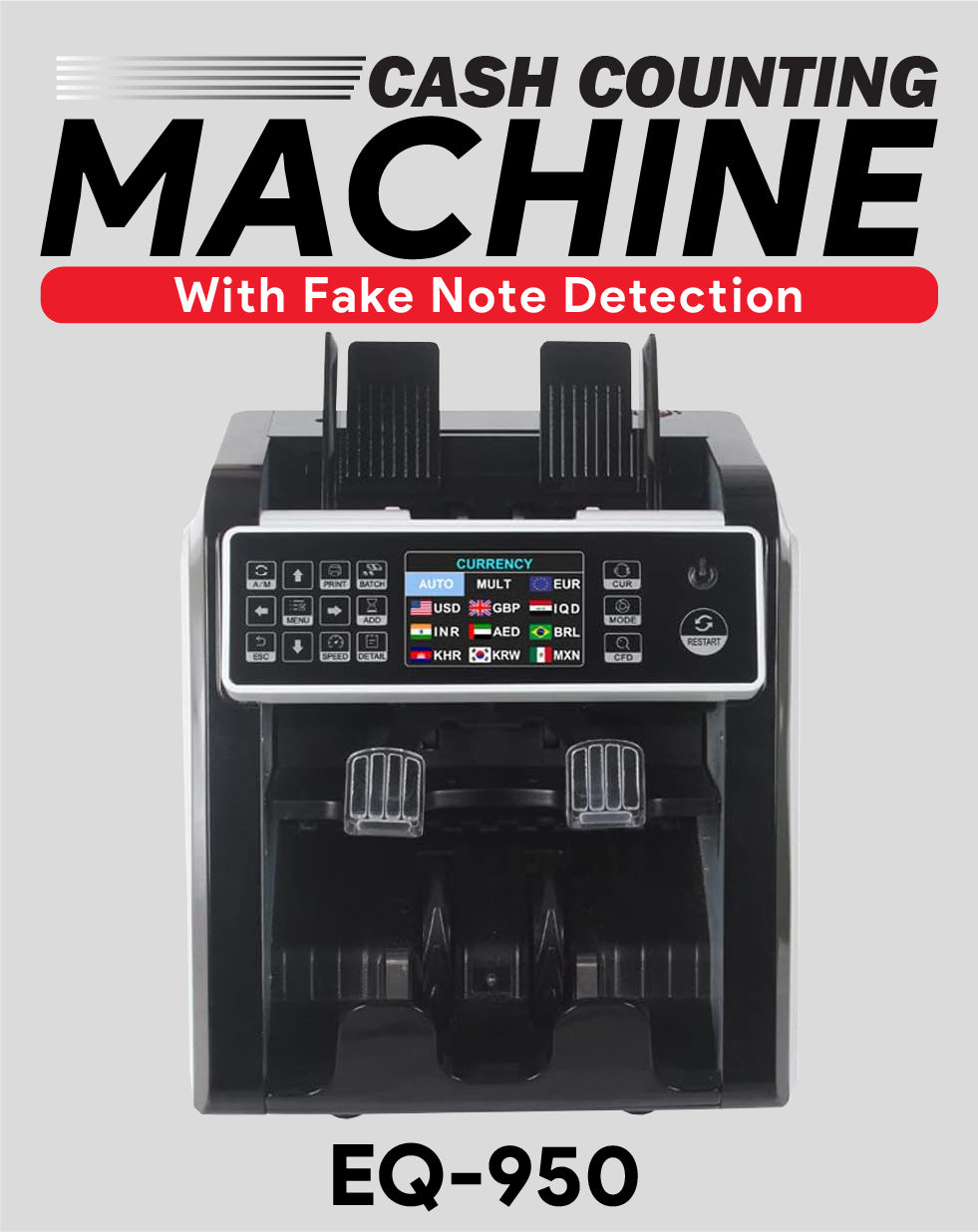 Multi-Currency Value Counting and Sorting Machine EQ-950