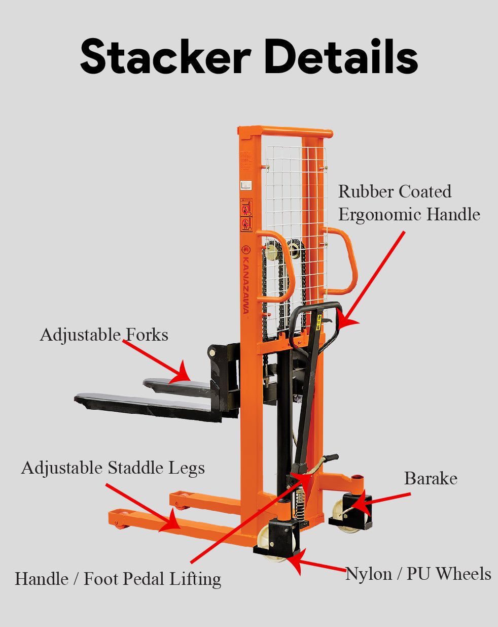 Manual Stacker 1 Ton - 5.5 Feet Lifting