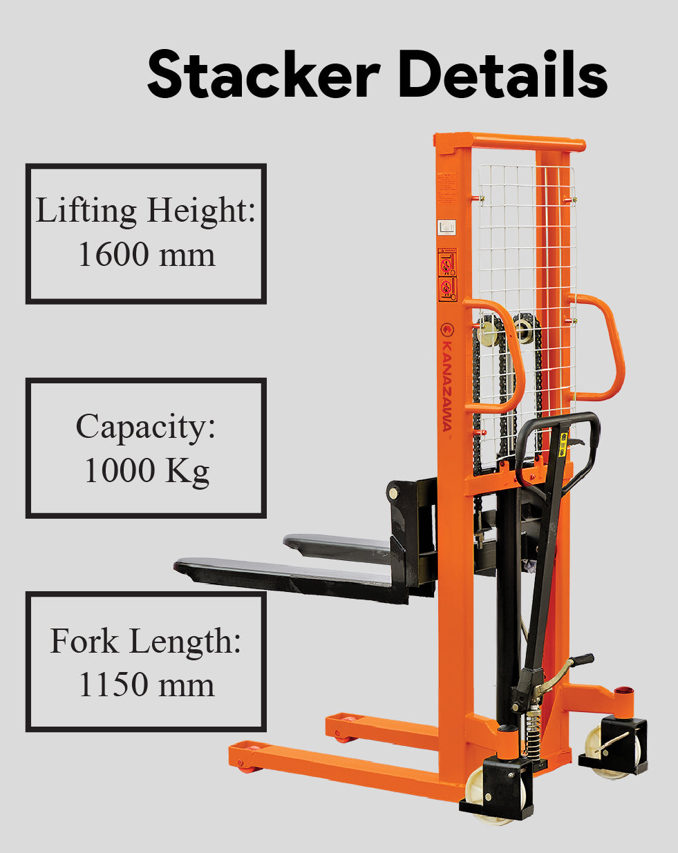 Manual Stacker 1 Ton - 5.5 Feet Lifting
