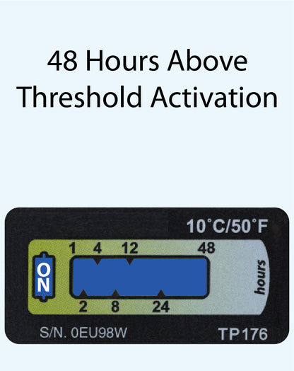 Temperature Indicator Label +10°C. 48 Hours Run-Out