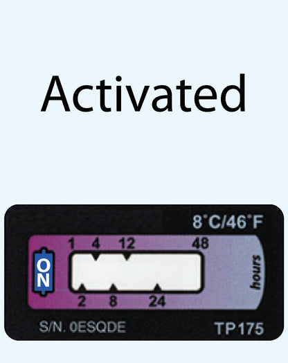 Temperature Indicator Label +8°C. 48 Hours Run-Out