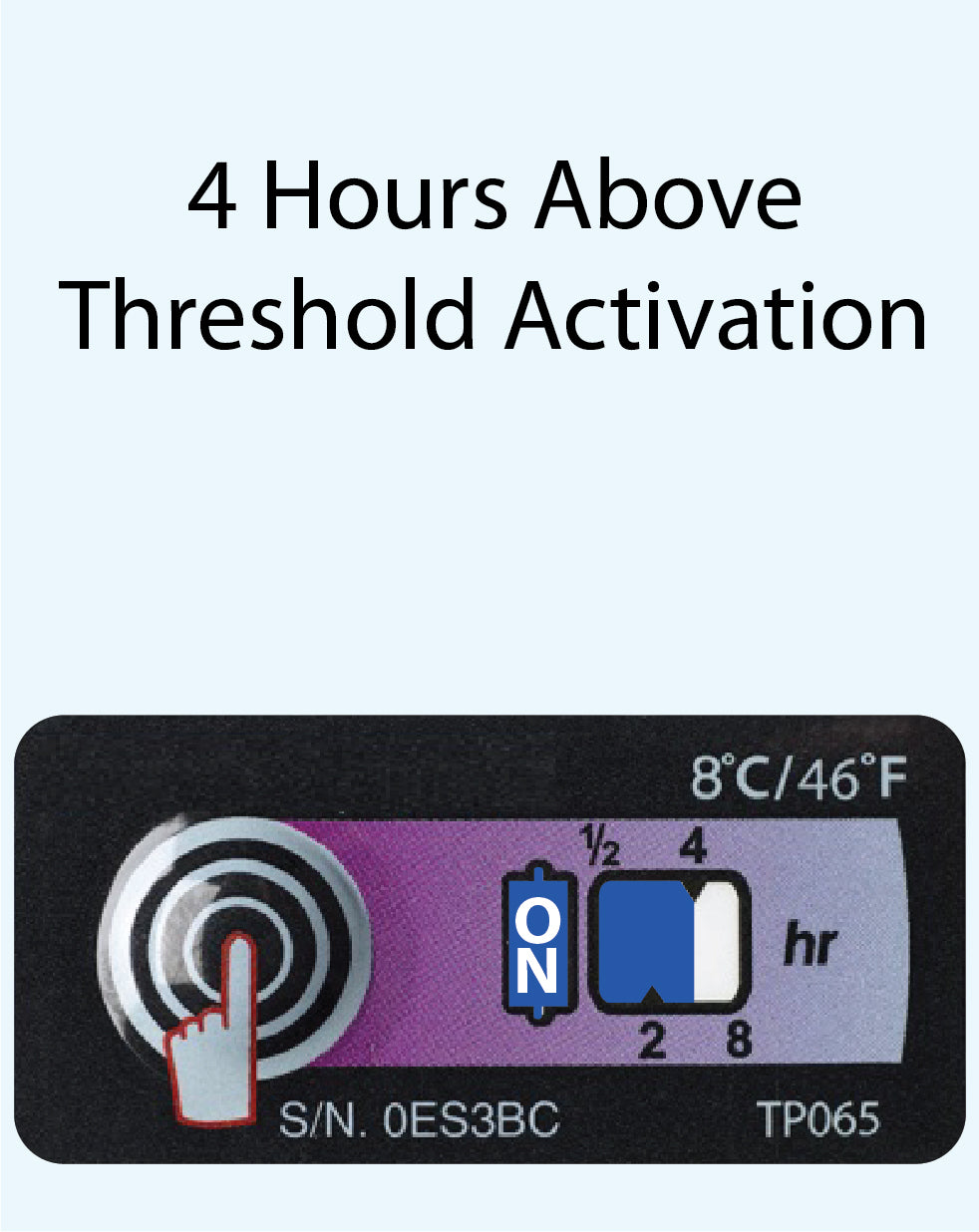 Temperature Indicator Label +8°C. 8 Hours Run-Out