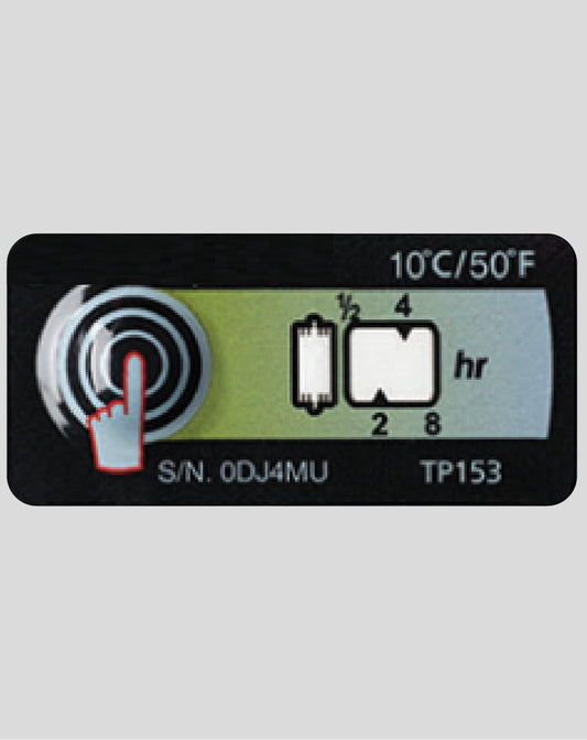 Temperature Indicator Label +10°C 8 Hours Run-Out