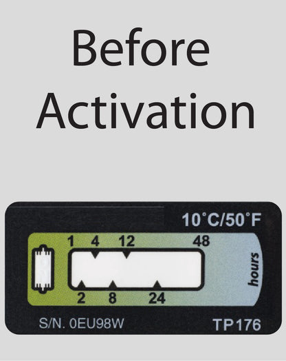 Temperature Indicator Label +10°C. 48 Hours Run-Out