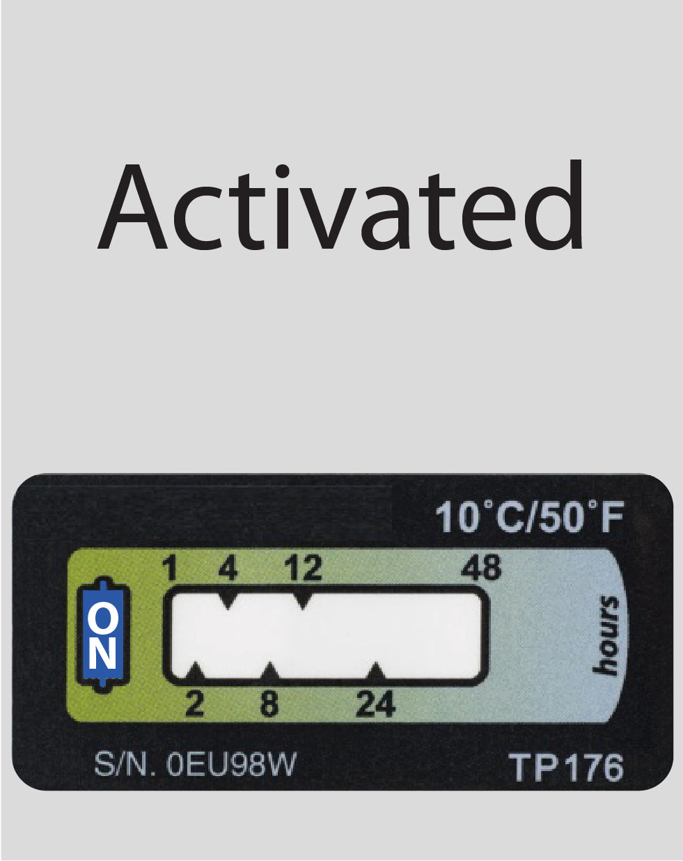 Temperature Indicator Label +10°C. 48 Hours Run-Out