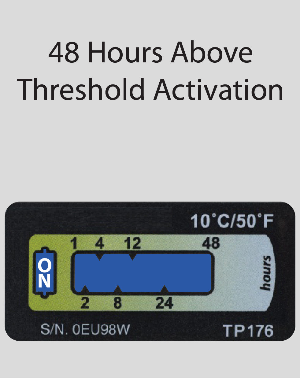 Temperature Indicator Label +10°C. 48 Hours Run-Out