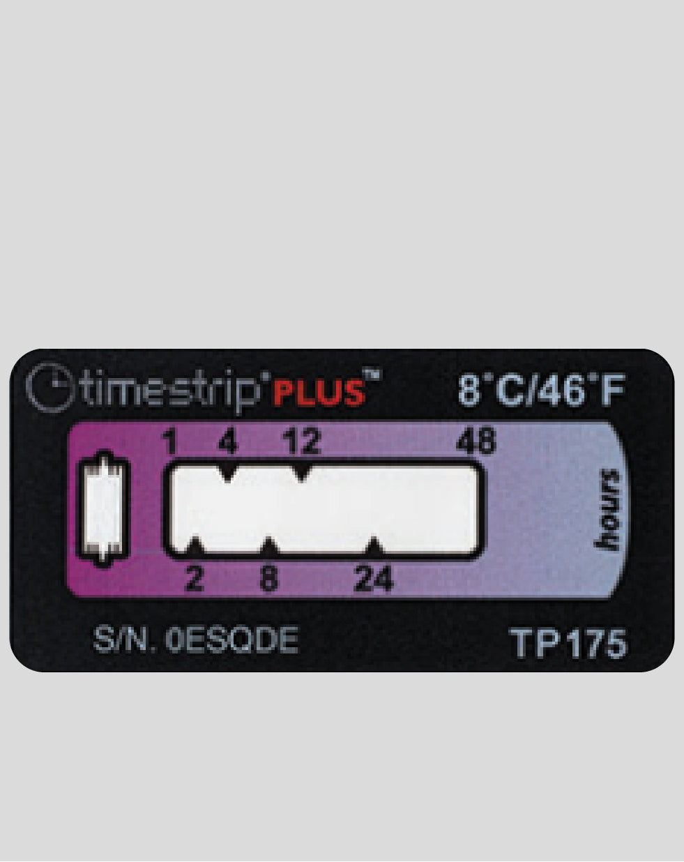 Temperature Indicator Label +8°C. 48 Hours Run-Out