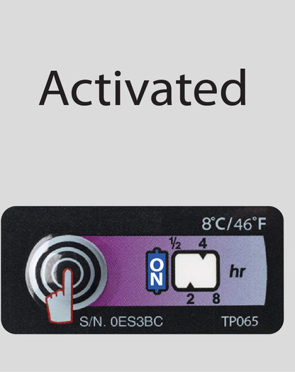 Temperature Indicator Label +8°C. 8 Hours Run-Out