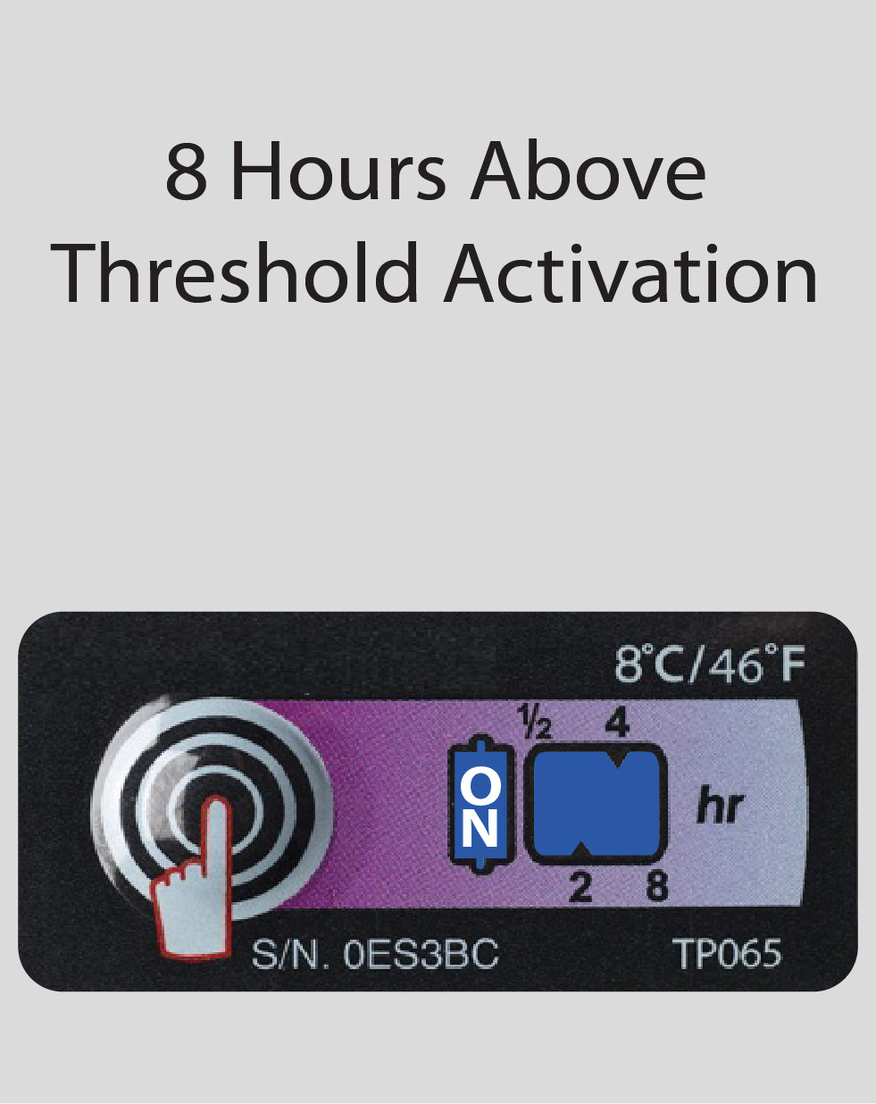 Temperature Indicator Label +8°C. 8 Hours Run-Out