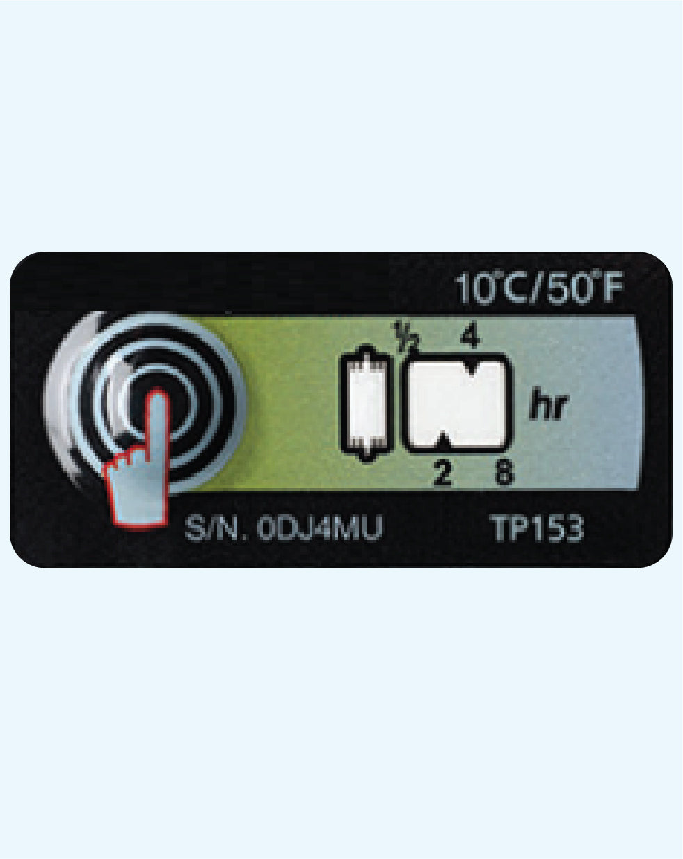 Temperature Indicator Label +10°C 8 Hours Run-Out