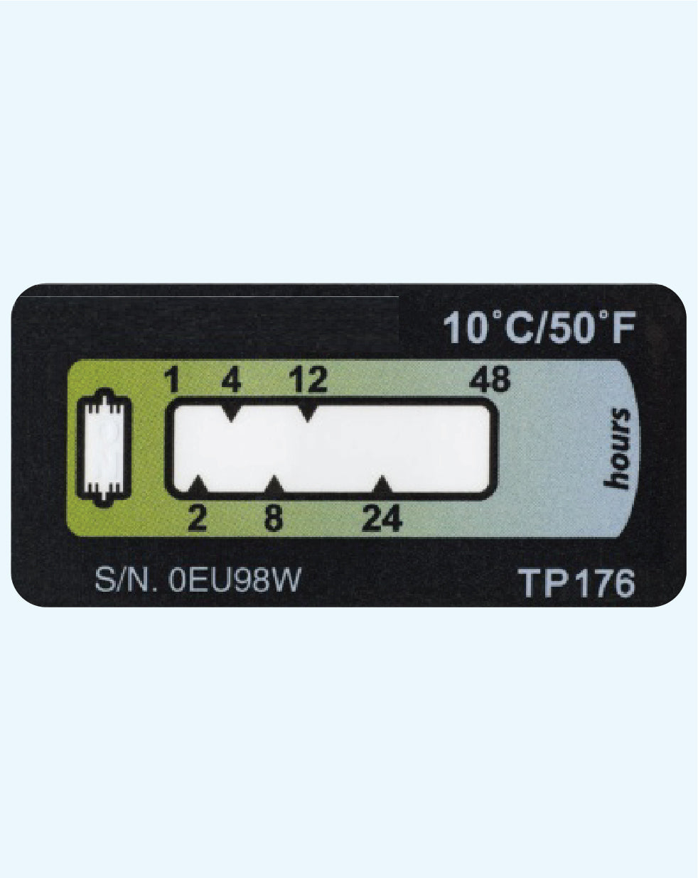 Temperature Indicator Label +10°C. 48 Hours Run-Out