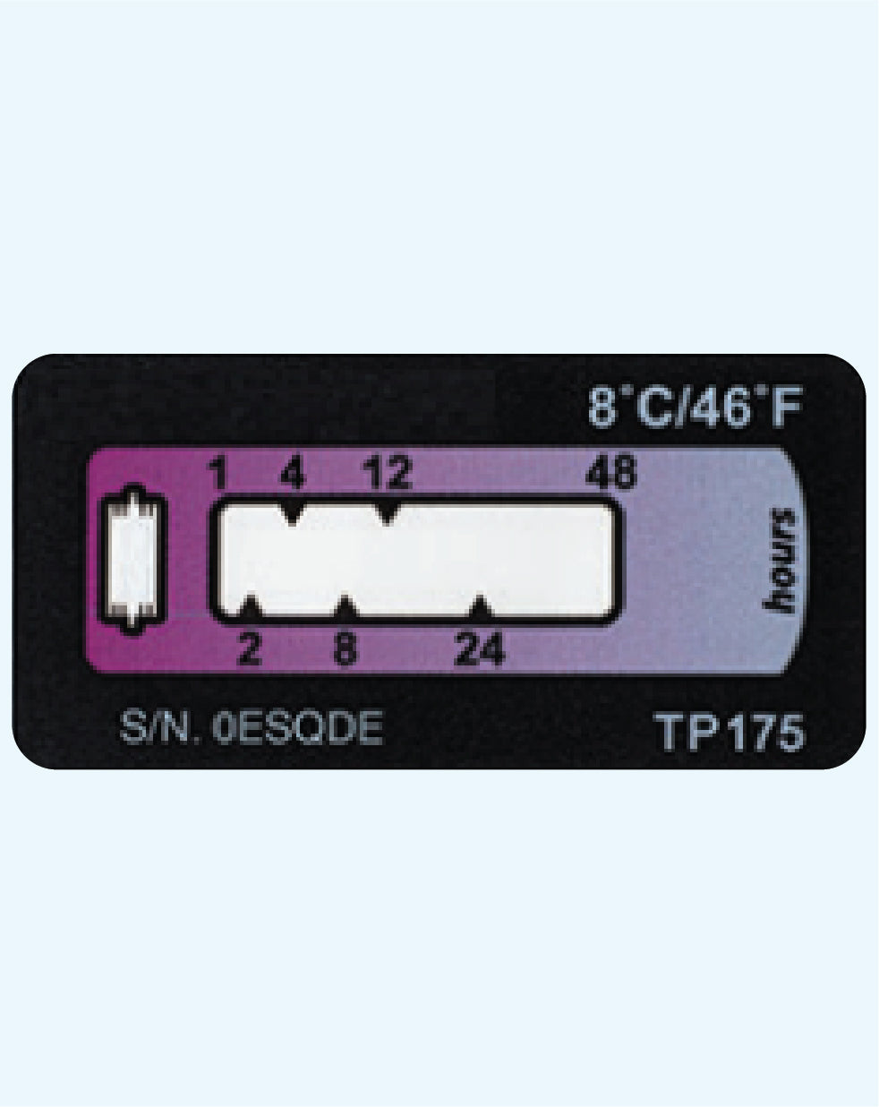 Temperature Indicator Label +8°C. 48 Hours Run-Out