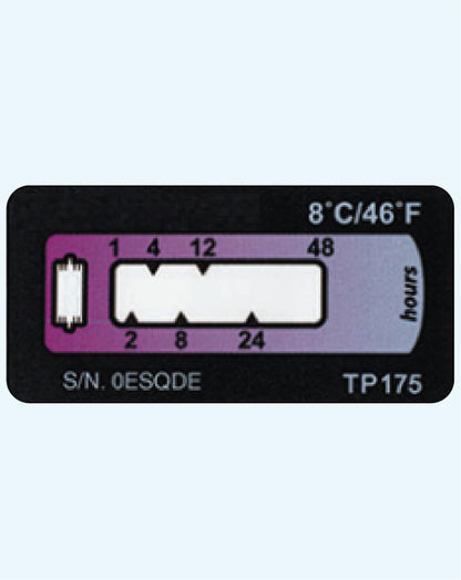 Temperature Indicator Label +8°C. 48 Hours Run-Out